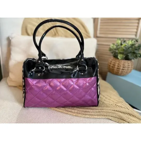 Lux de Ville Atomic Tote Poisonous Purple w/ Leopard - Picture 1 of 11